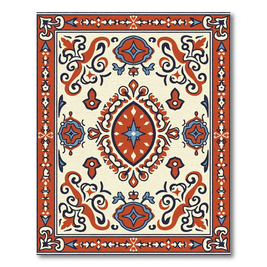 Crimson Blue Tribal Medallion Area Rug