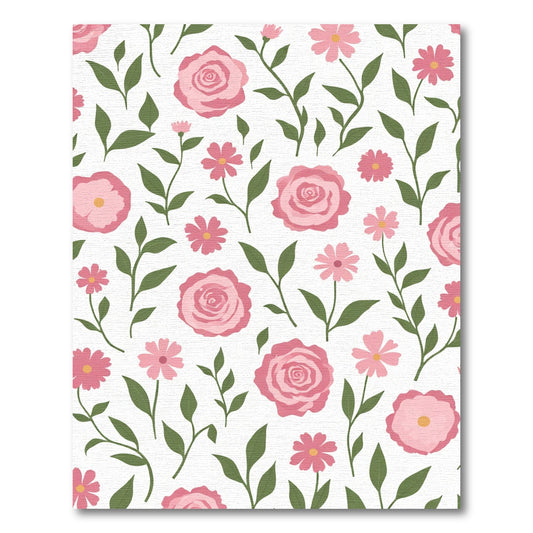 Pink Roses and Daisies Meadow Rug