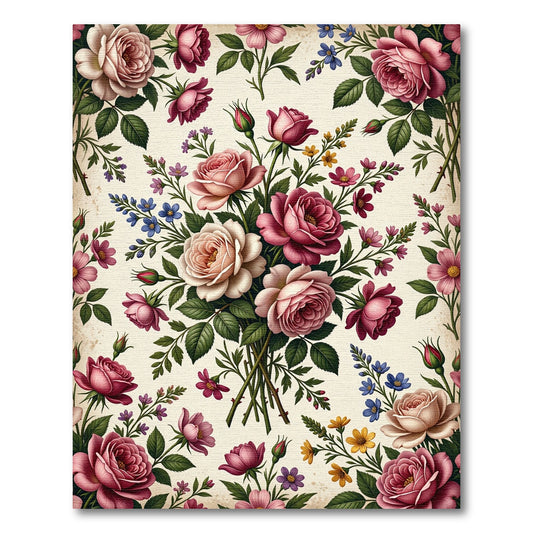Romantic Pink Rose Garden Bouquet Rug