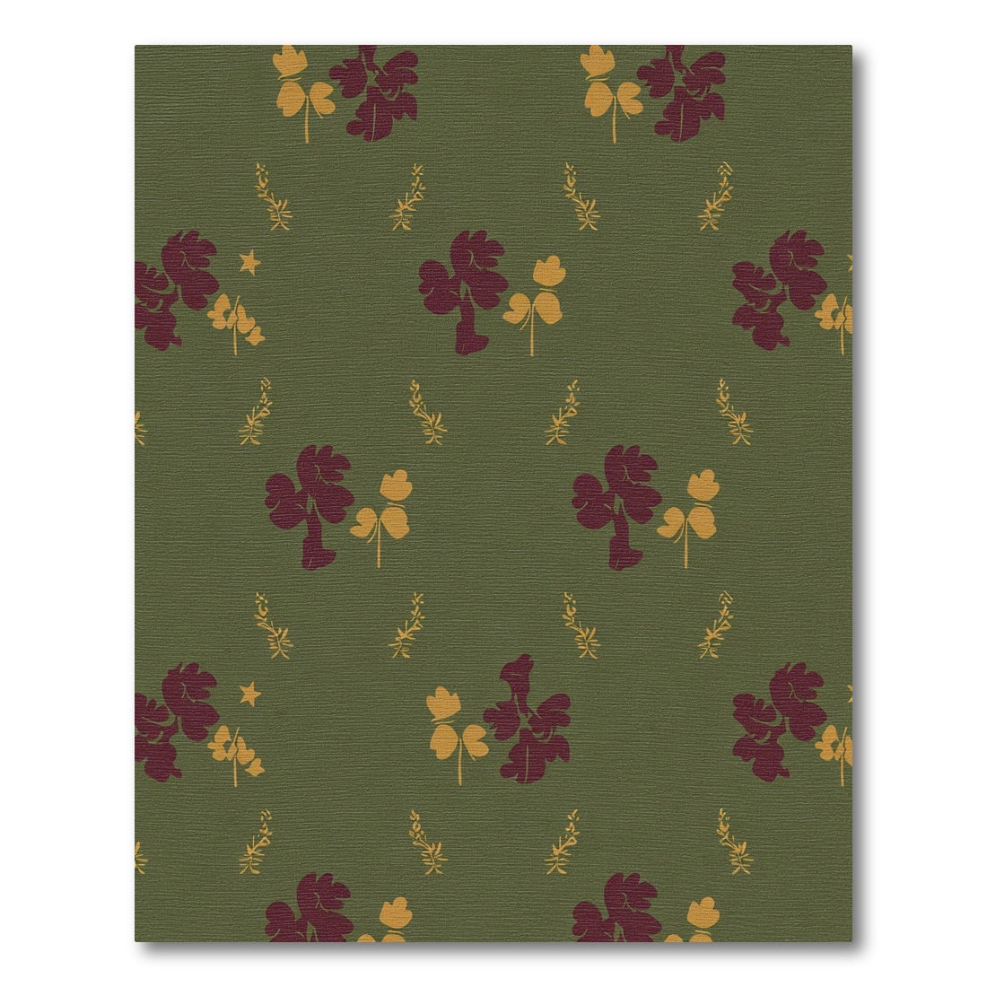Deep Burgundy Golden Leaf Sprig Rug