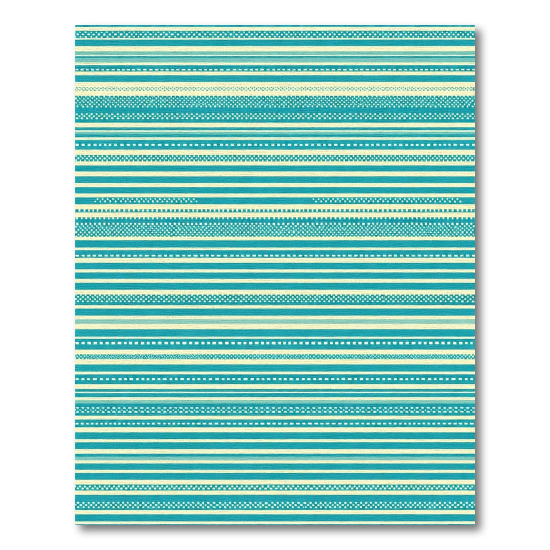 Turquoise Cream Horizontal Stripe Collection Rug