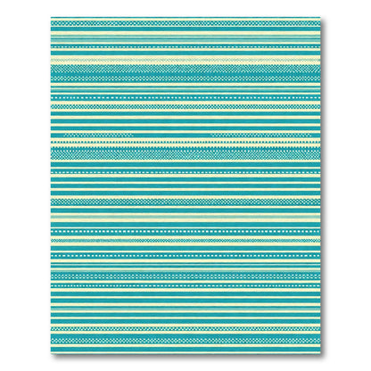 Turquoise Cream Horizontal Stripe Collection Rug