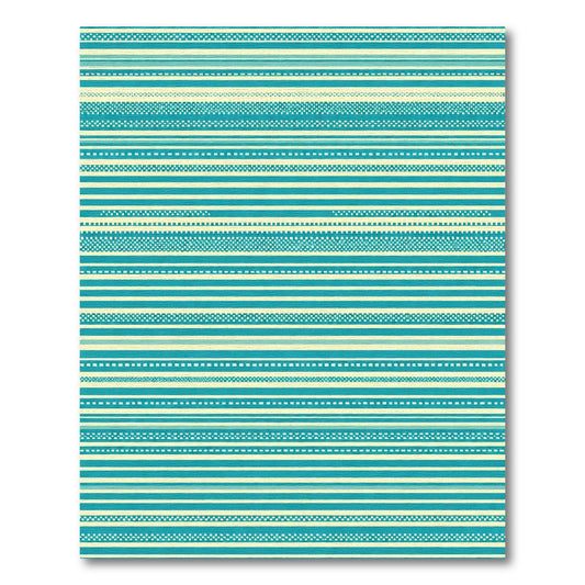 Turquoise Cream Horizontal Stripe Collection Rug