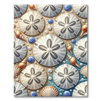 Coastal Sand Dollar Seashell Arrangement Rug