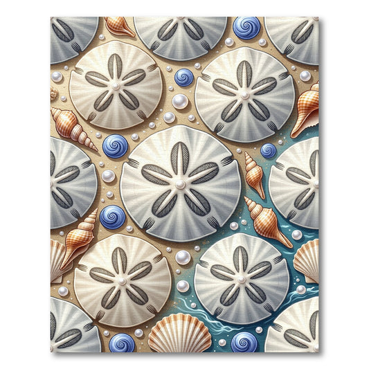 Coastal Sand Dollar Seashell Arrangement Rug