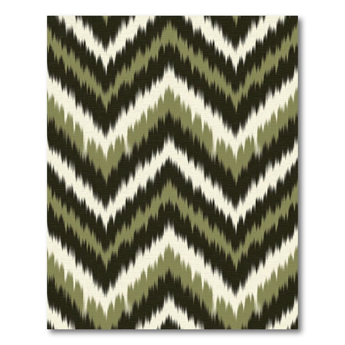 Earthy Olive Chevron Zigzag Abstract Rug
