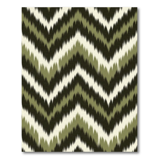 Earthy Olive Chevron Zigzag Abstract Rug