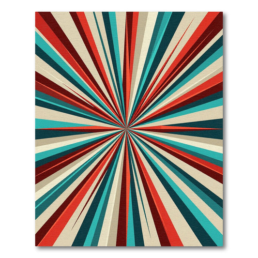 Retro Vibrant Starburst Geometric Ray Rug
