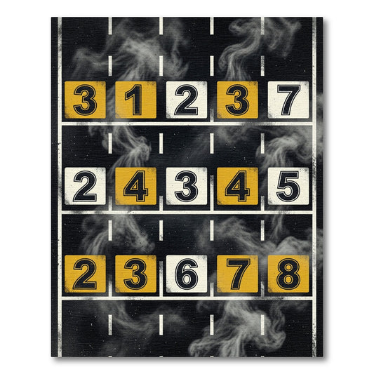 Industrial Numbered Grid Graphic Art Rug