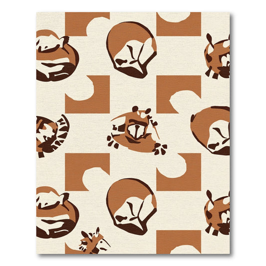 Brown Giraffe And Cubes Repeat Rug