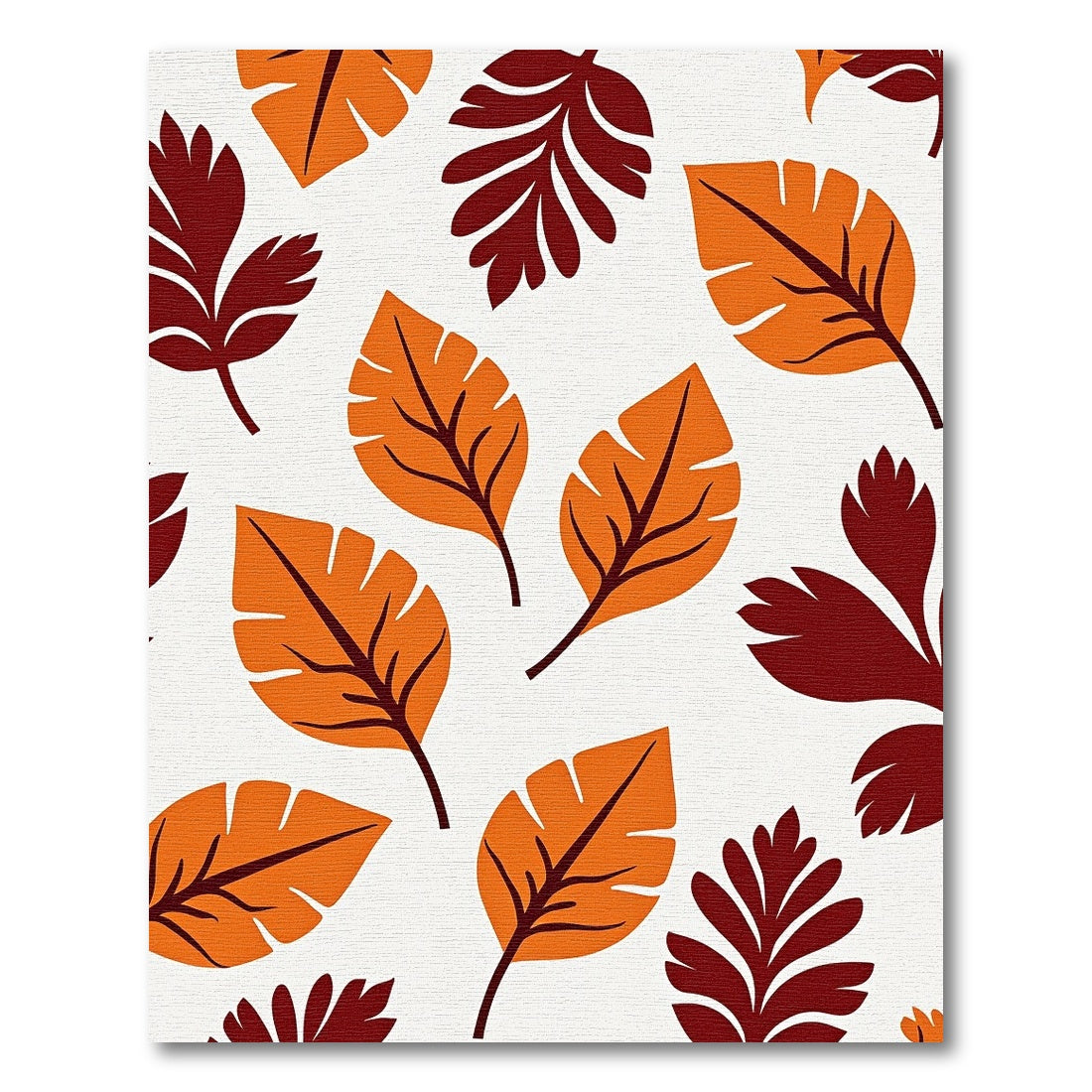 Bold Orange Maroon Tropical Leaves Rug