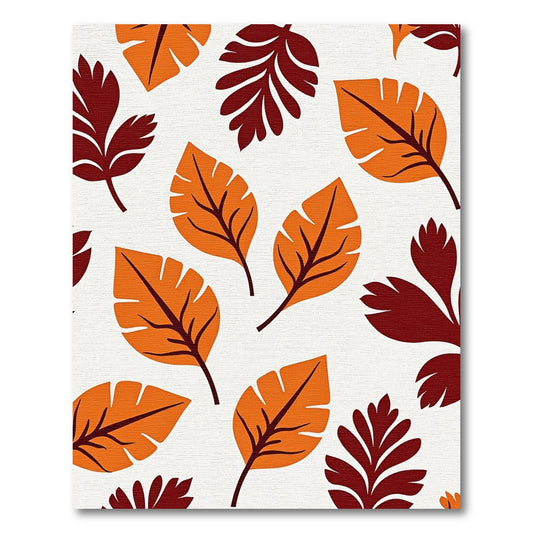 Bold Orange Maroon Tropical Leaves Rug