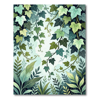 Lush Green Botanical Ivy Foliage Rug