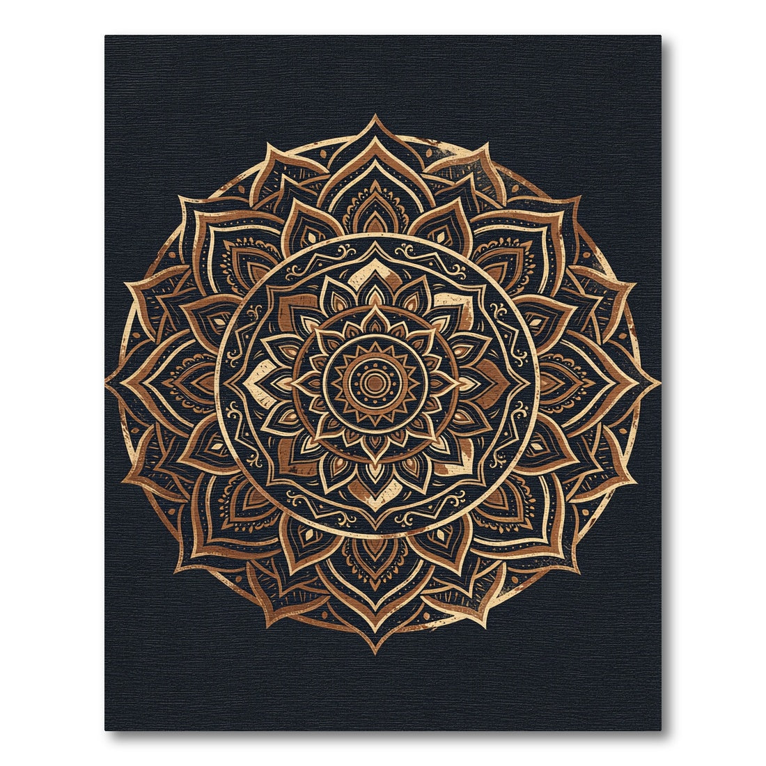 Elegant Gold Mandala Floral Circle Rug
