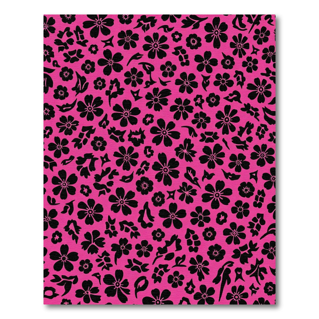 Hot Pink Black Floral Scatter Rug