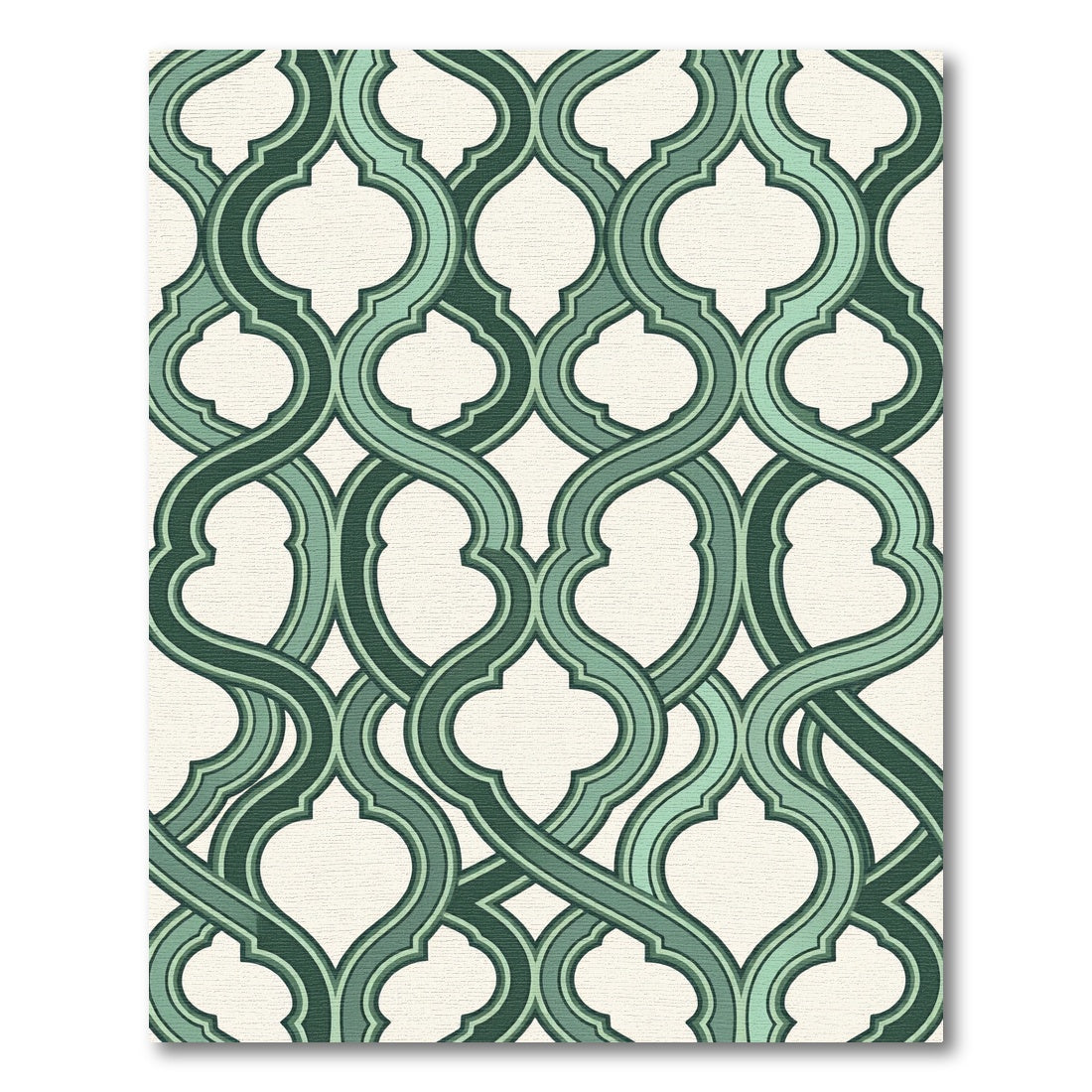 Emerald Green Interlocking Ogee Arched Tile Rug