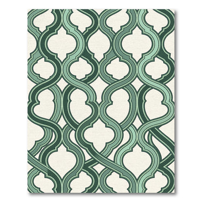 Emerald Green Interlocking Ogee Arched Tile Rug