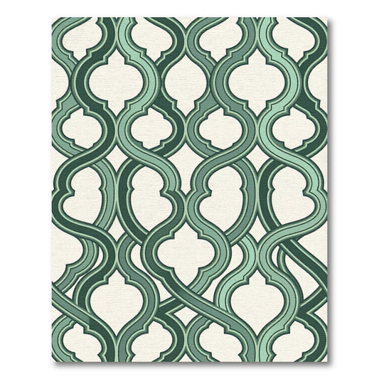 Emerald Green Interlocking Ogee Arched Tile Rug