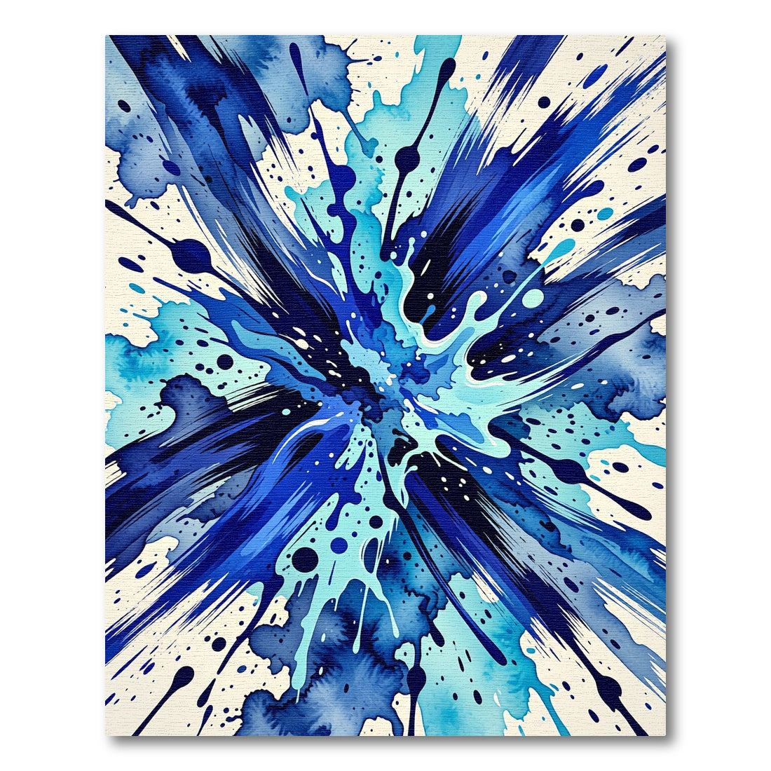 Vibrant Blue Watercolor Splatter Burst Rug