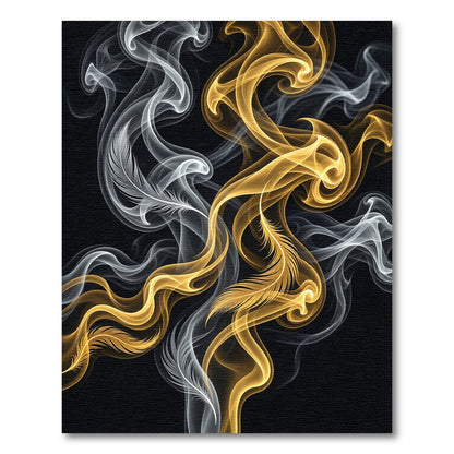 Golden and Silver Feather Smoke Swirl Rug