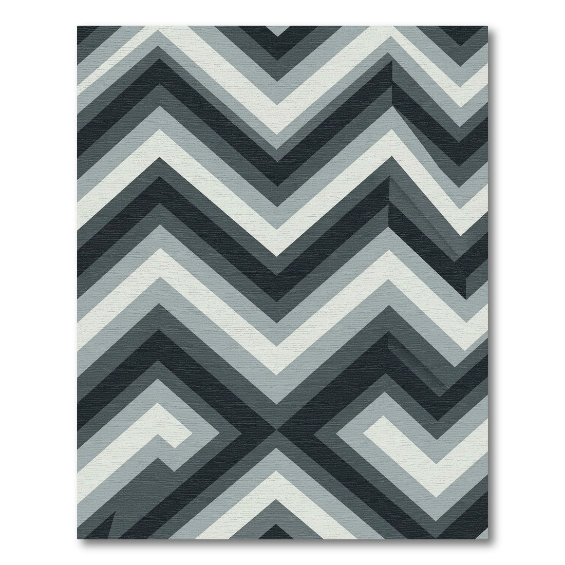 Modern Monochrome Gray Chevron Zigzag Rug