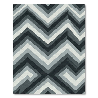 Modern Monochrome Gray Chevron Zigzag Rug