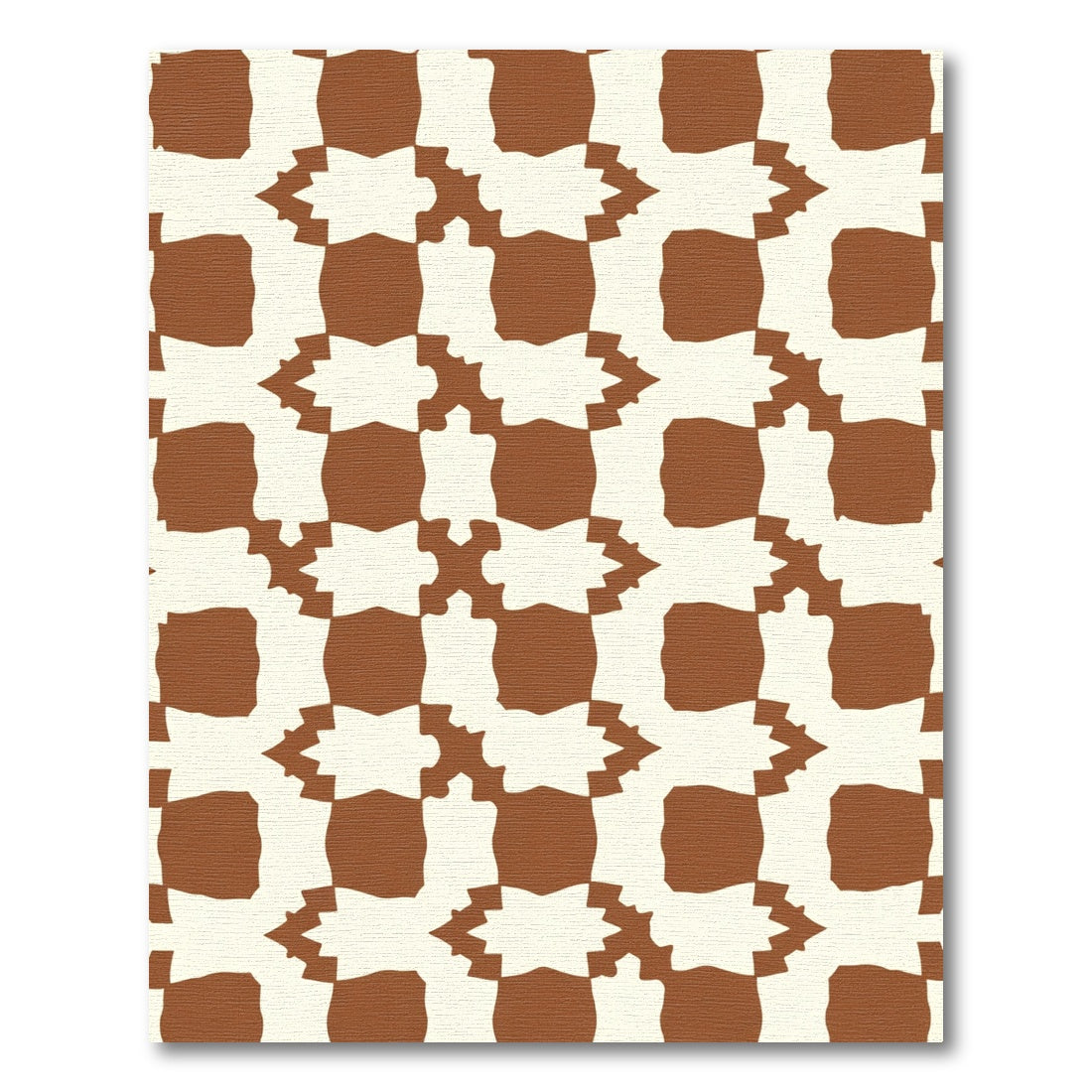 Brown and Cream Interlocking Square Rug
