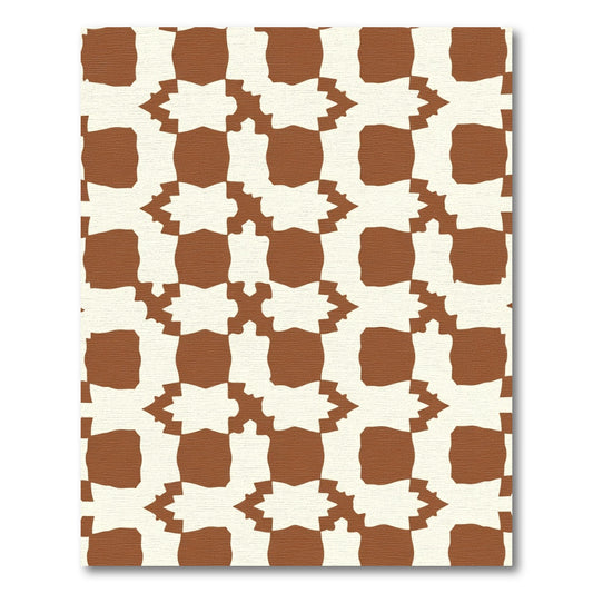 Brown and Cream Interlocking Square Rug