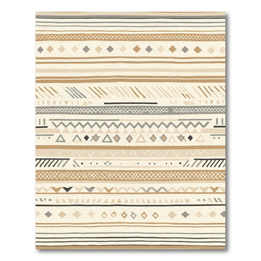 Earthy Geometric Stripe Tribal Rug