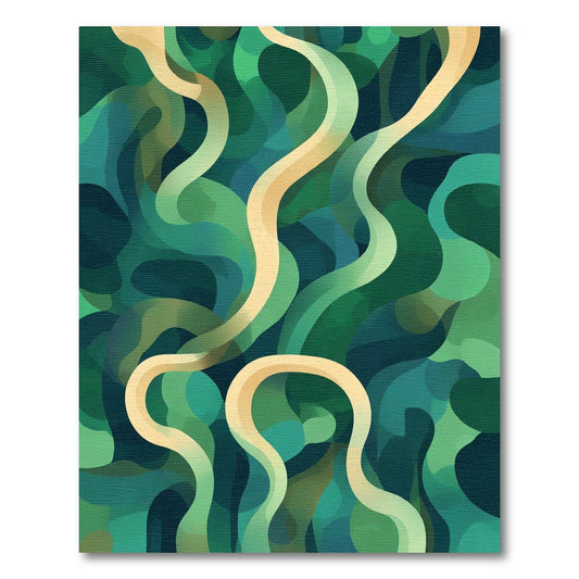 Verdant Abstract Swirls Flowing Rug