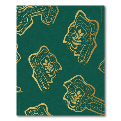 Emerald Gold Abstract Botanical Medallion Rug