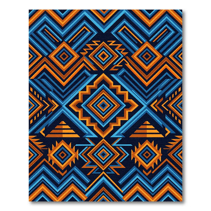 Tribal Diamond Geometric Medallion Rug