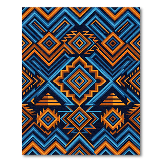 Tribal Diamond Geometric Medallion Rug