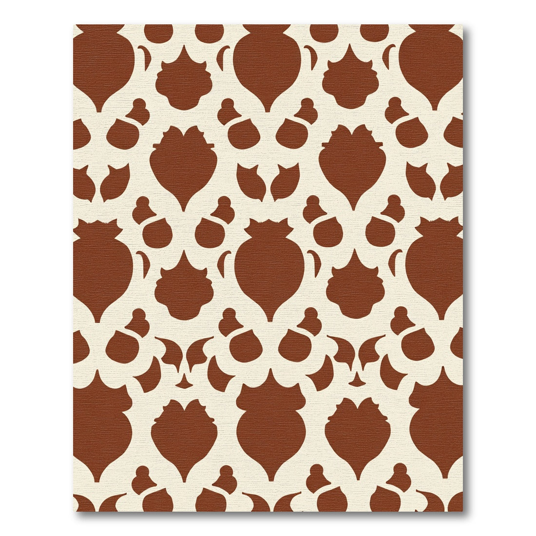 Terracotta Cream Damask Arabesque Rug