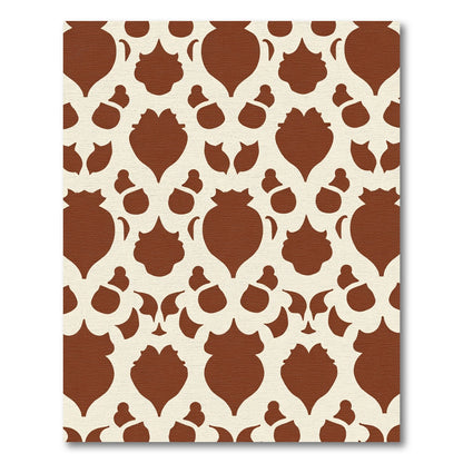 Terracotta Cream Damask Arabesque Rug