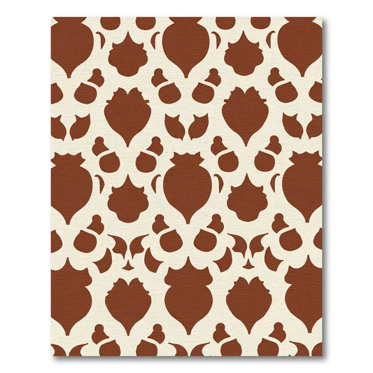 Terracotta Cream Damask Arabesque Rug