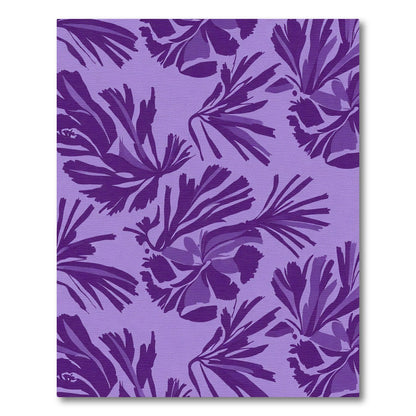 Deep Violet Floral Fern Composition Rug