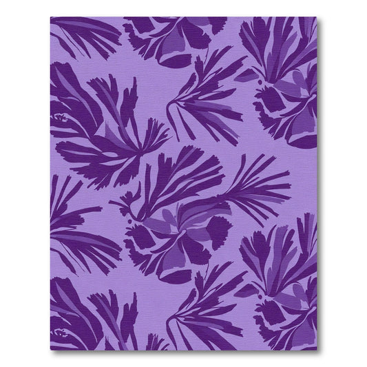 Deep Violet Floral Fern Composition Rug