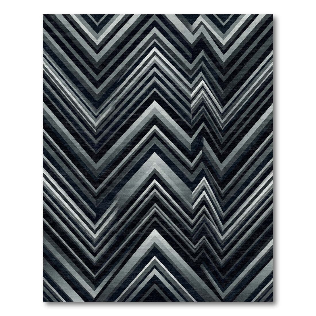 Chic Grey Chevron Zigzag Layered Rug