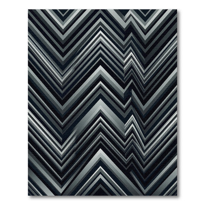 Chic Grey Chevron Zigzag Layered Rug