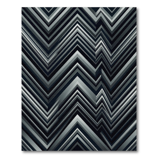 Chic Grey Chevron Zigzag Layered Rug