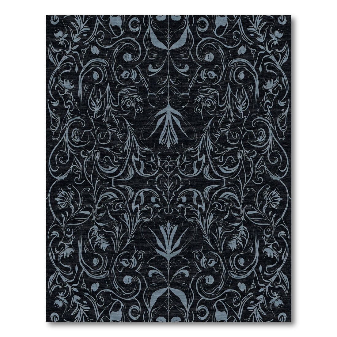 Elegant Charcoal Gray Floral Swirl Rug
