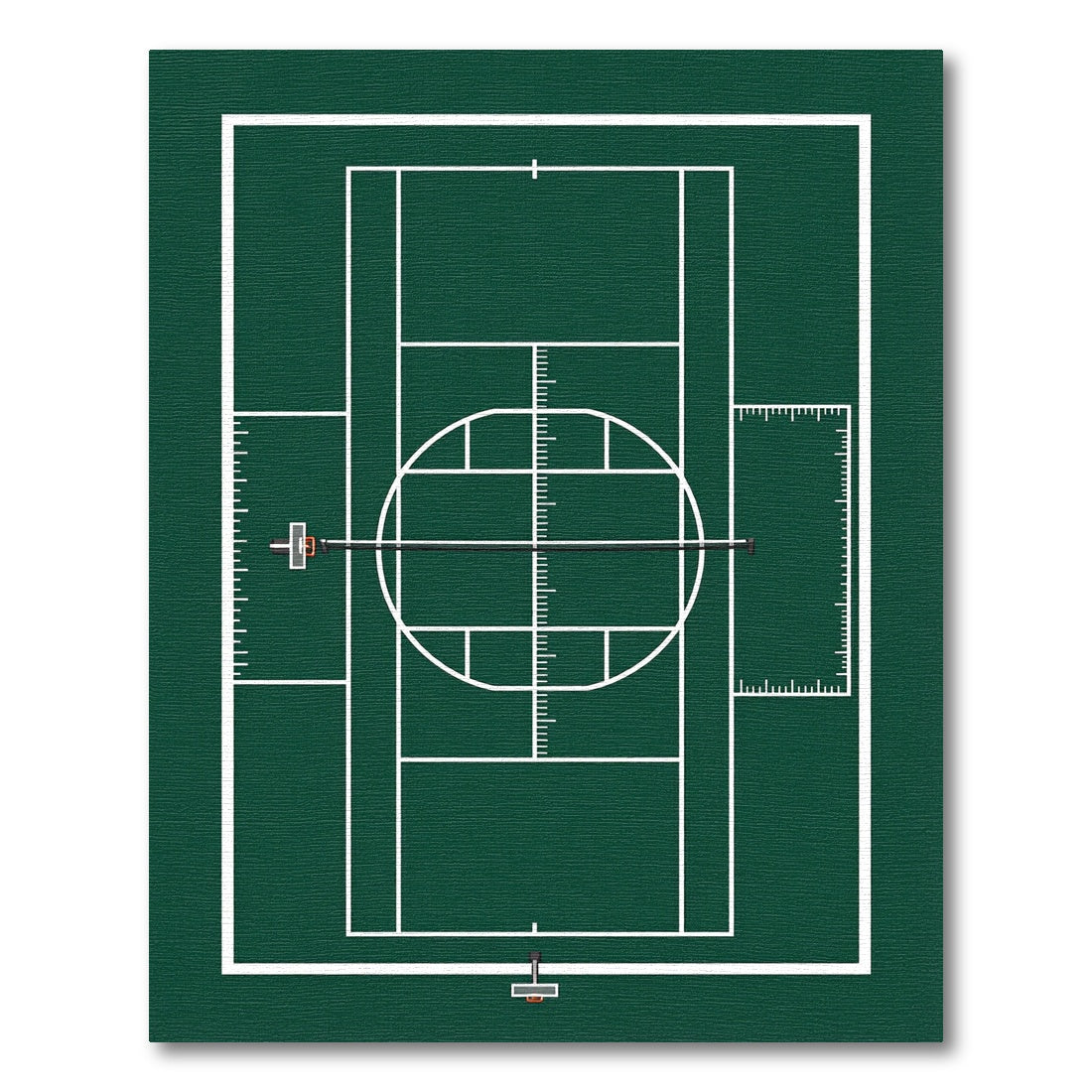 Modern Green Minimalist Court Graphic Rug