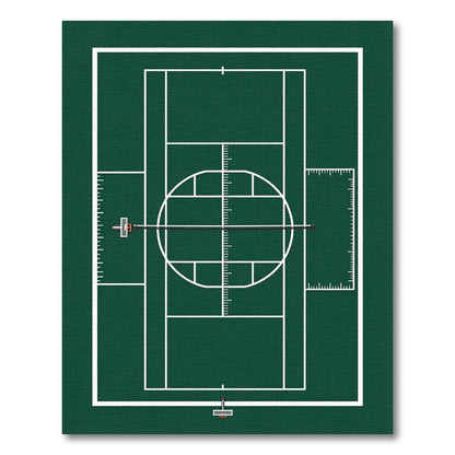 Modern Green Minimalist Court Graphic Rug