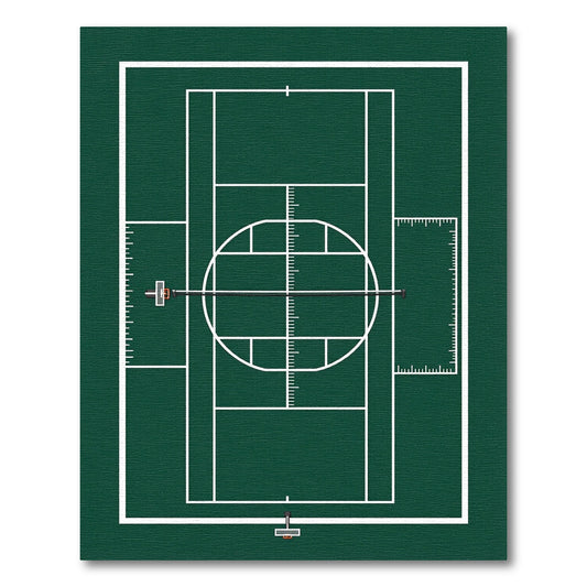 Modern Green Minimalist Court Graphic Rug