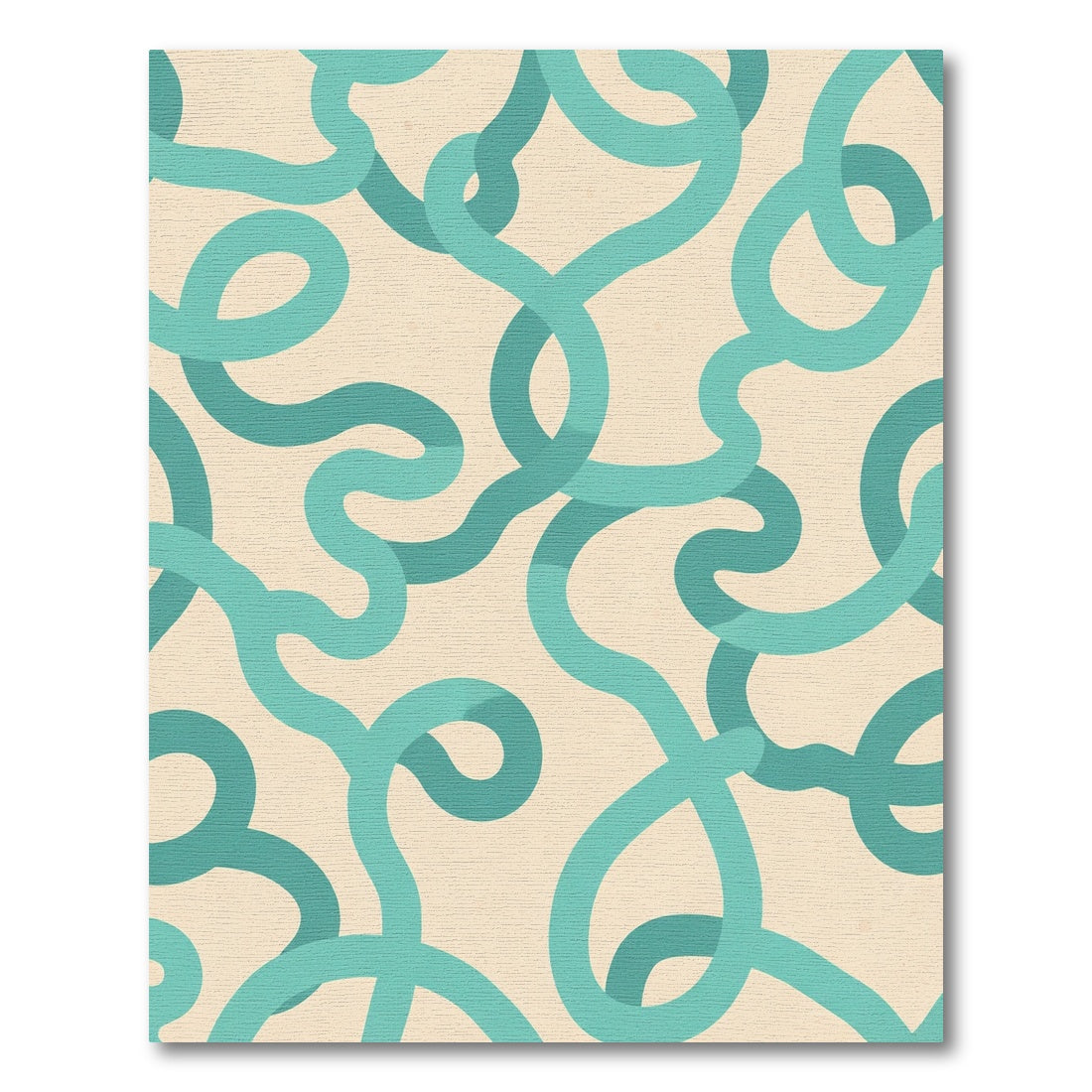 Teal Swirls On Cream Background Rug