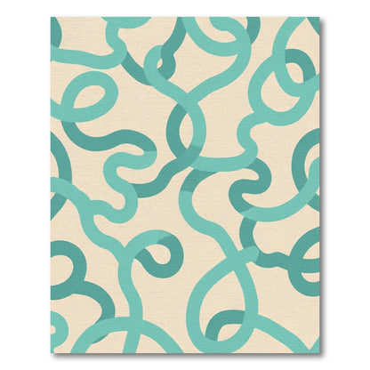 Teal Swirls On Cream Background Rug