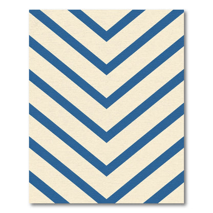Navy Cream Chevron Geometric Rug