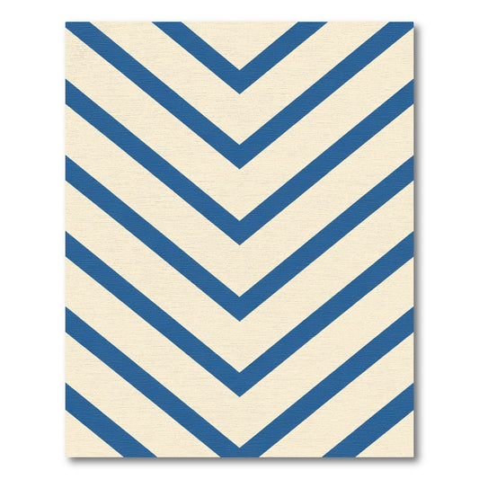 Navy Cream Chevron Geometric Rug