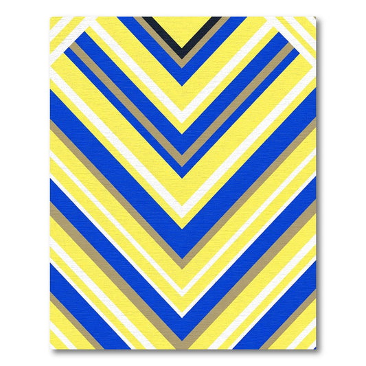 Bold Yellow Blue Chevron Stripe Rug